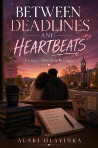 BETWEEN DEADLINES AND HEARTBEATS A Campus Slow-Burn Romance   by Alabi Olayinka